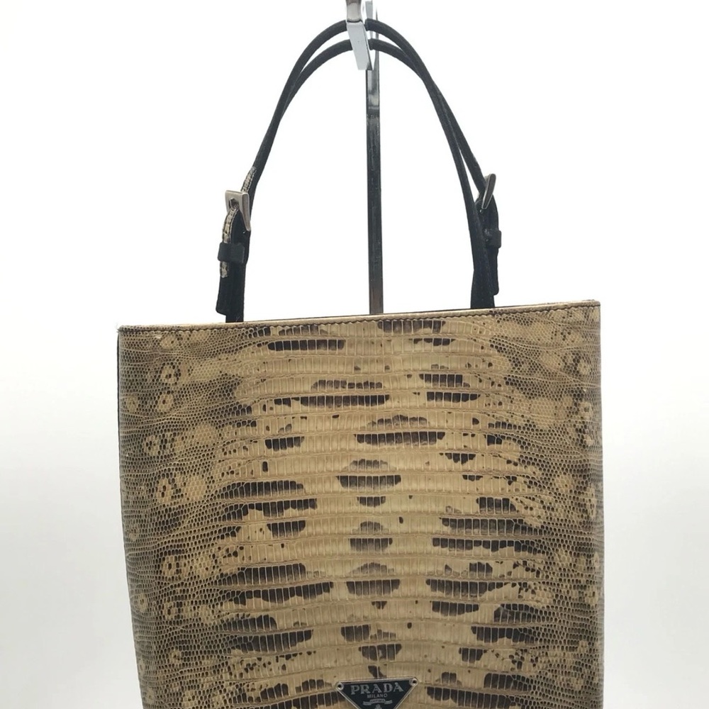 Prada Lucertola Beige Lizard & Satin Mini Handbag Authenticated Early 2000 Italy